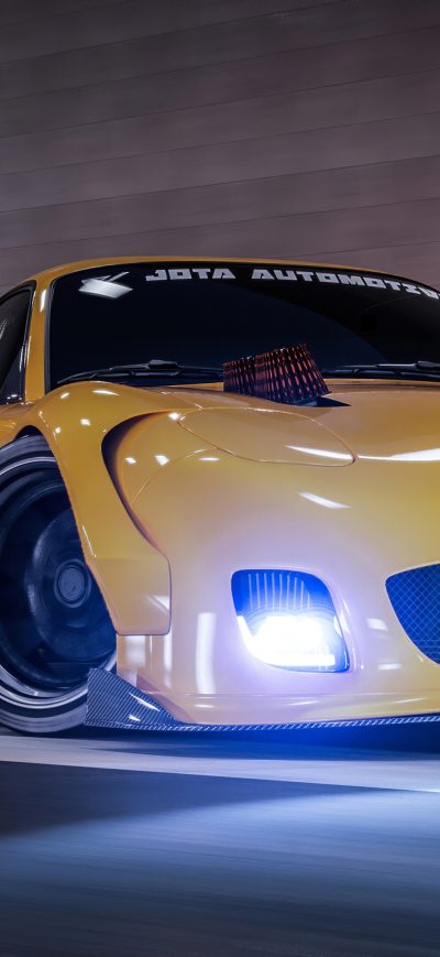 Fond d'écran iPhone Yellow Mazda Rx7 Drifting 4k