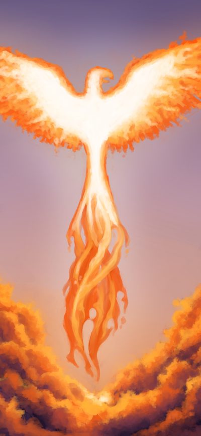 Fond d'écran iPhone Phoenix Clouds Flame Digital Art 4k