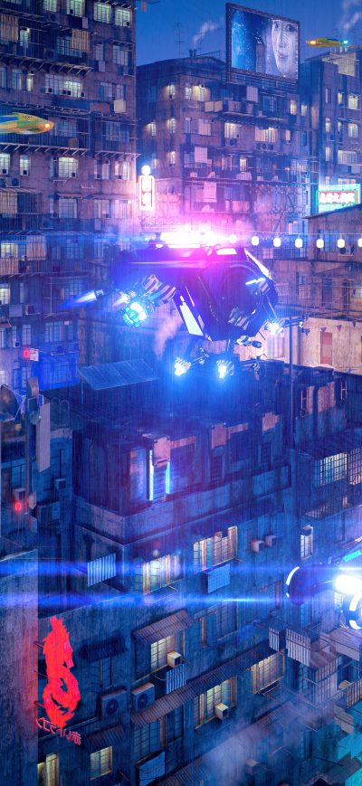 Fond d'écran iPhone CyberSlums 2049 5k