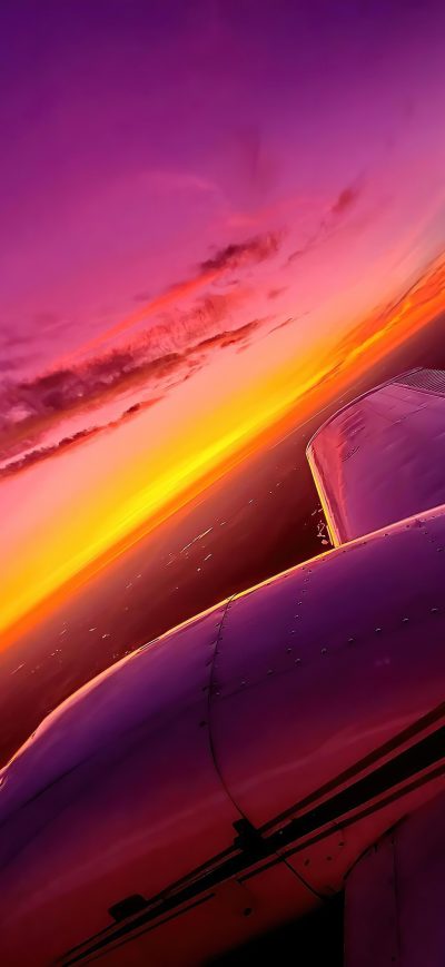 Fond d'écran iPhone Synthwave Sunset Plane View 4k