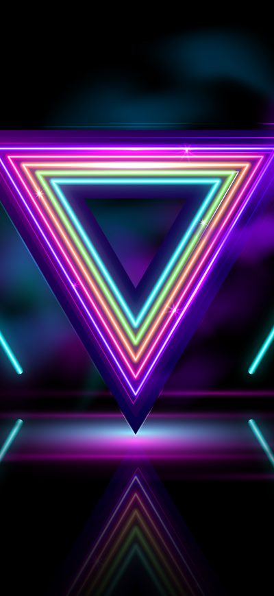 Fond d'écran iPhone Neon Triangle Abstract 8k