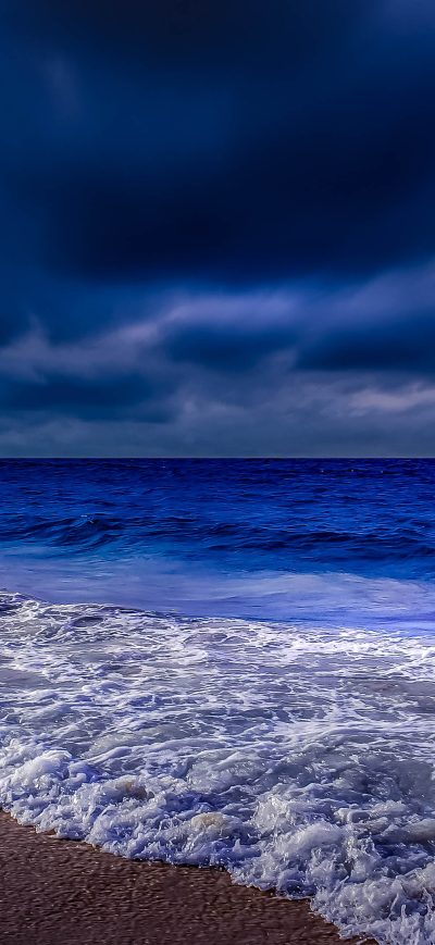 Fond d'écran iPhone Sea Shore Waves At Night Time 4k