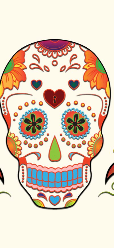 Fond d'écran iPhone Skull Colorful Flowers