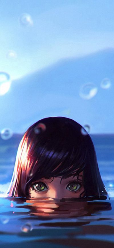 Fond d'écran iPhone Women Water Drops Green Eyes Wet