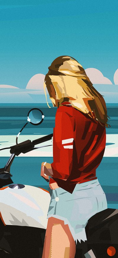 Fond d'écran iPhone Blonde Biker Girl Minimal Art