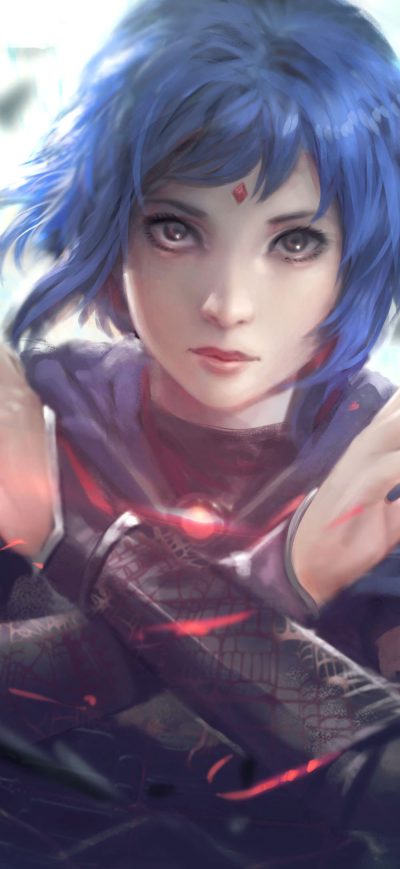 Fond d'écran iPhone Short Hair Warrior Women Blue Hair