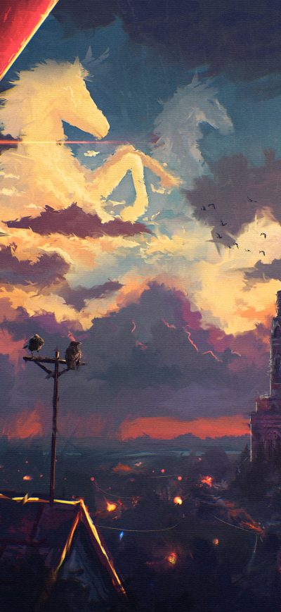 Fond d'écran iPhone Hot Air Balloon Ride Artwork 4k