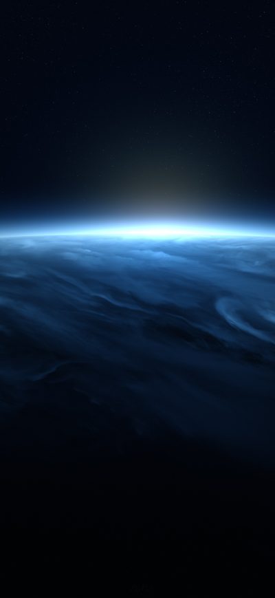 Fond d'écran iPhone Clouds Planet Moon Flares Stars Science Fiction Digital Art