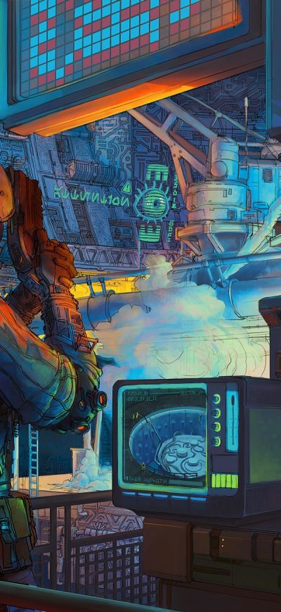 Fond d'écran iPhone Retro Lab Scifi Artwork