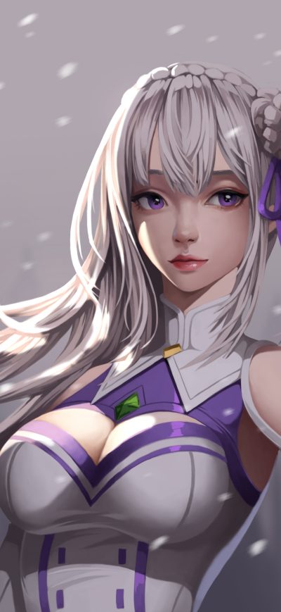 Fond d'écran Rezero Emilia Fanart 4k sur iPhone