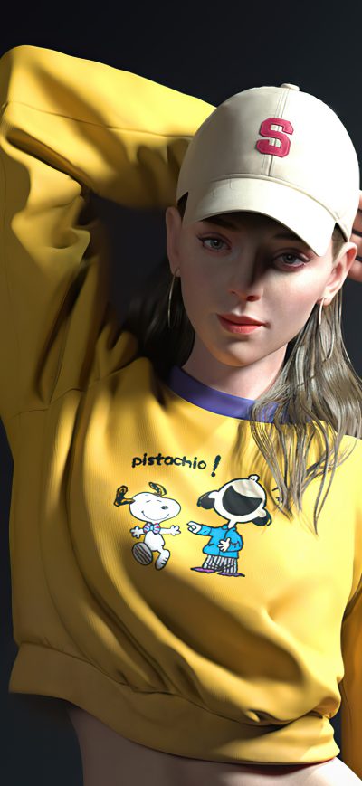Fond d'écran iPhone Girl Baseball Cap Art 4k