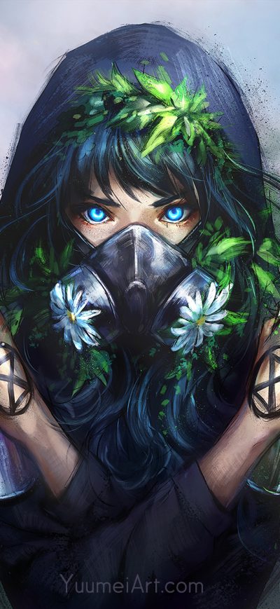 Fond d'écran iPhone Mask Girl With Bottle Spray