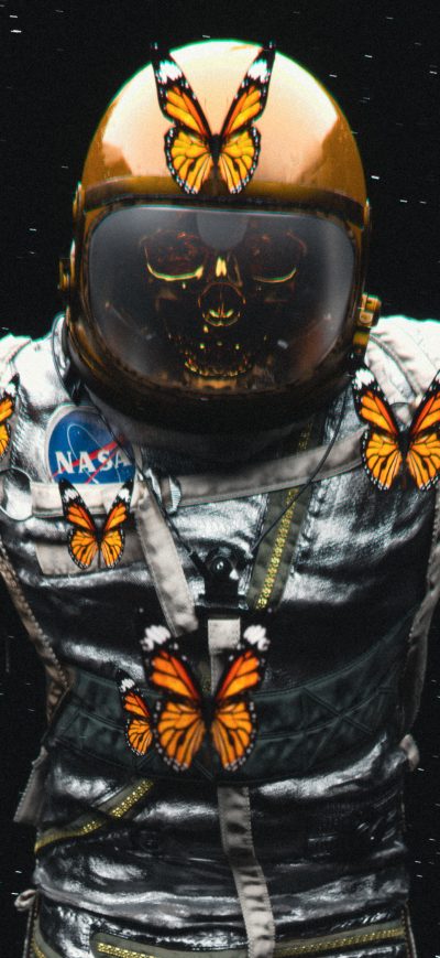Fond d'écran iPhone Astronaut With Butterflies 4k