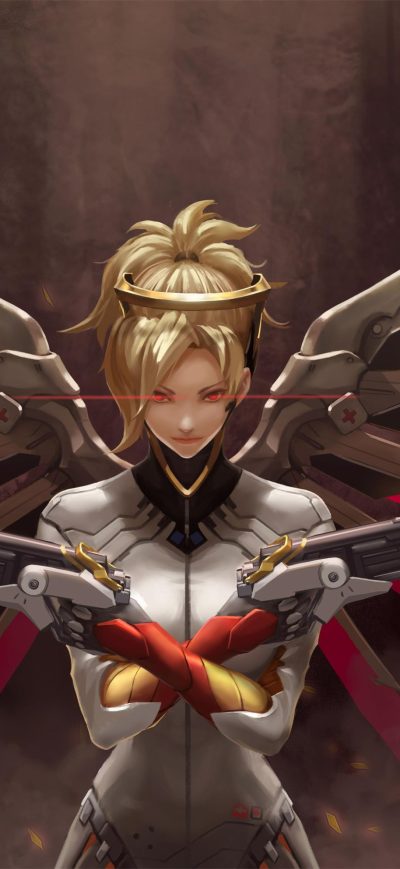 Fond d'écran iPhone 4k Mercy Overwatch Art