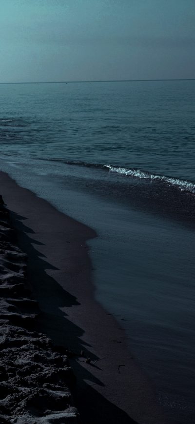 Fond d'écran iPhone Overcast Sea Beach Waves At Night