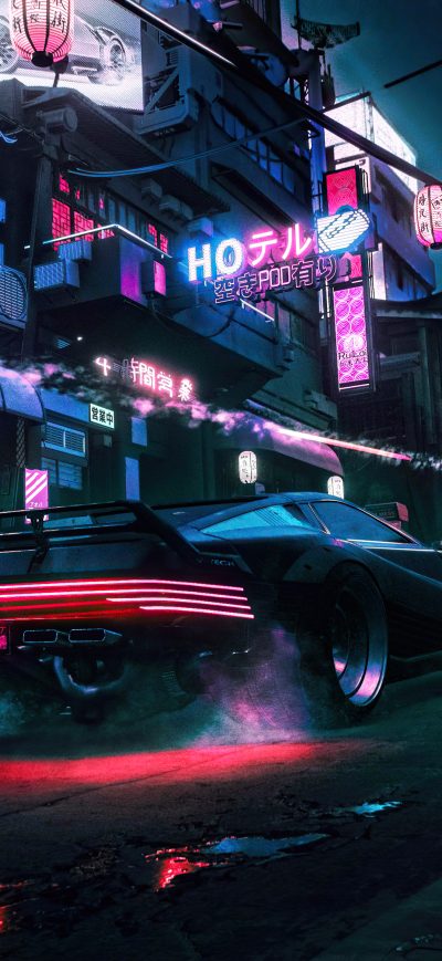 Fond d'écran iPhone Night Chase In Little China Cyberpunk 2077