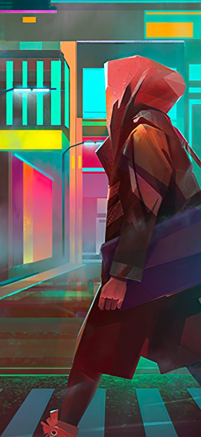 Fond d'écran iPhone Crosswalk Night City Cyberpunk
