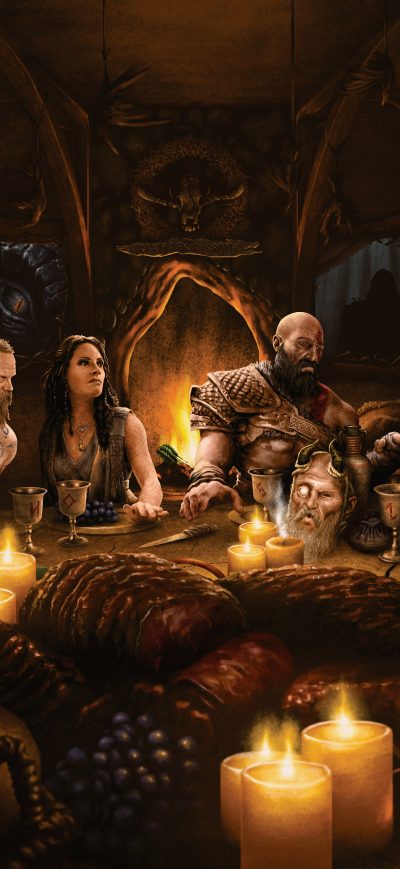 Fond d'écran iPhone God Of War Holiday Cards 8k