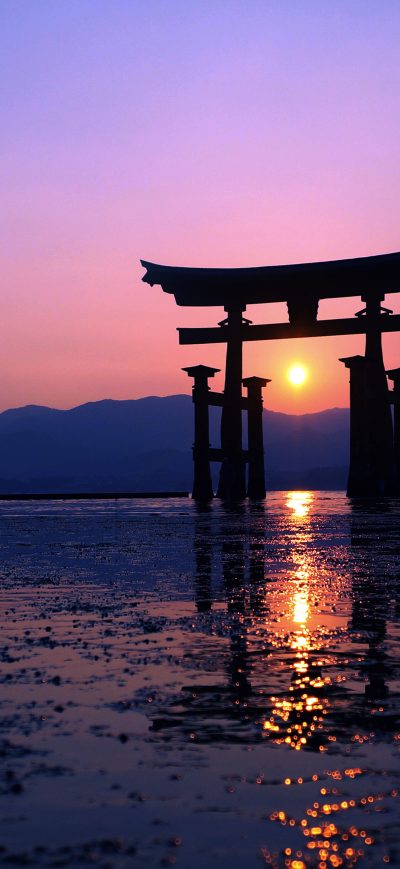 Fond d'écran iPhone Japan Sunset Purple Evening 4k