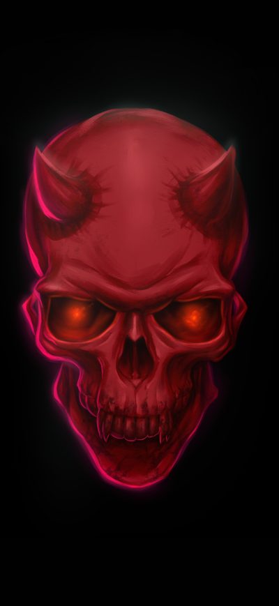 Fond d'écran iPhone Red Devil Skull 8k