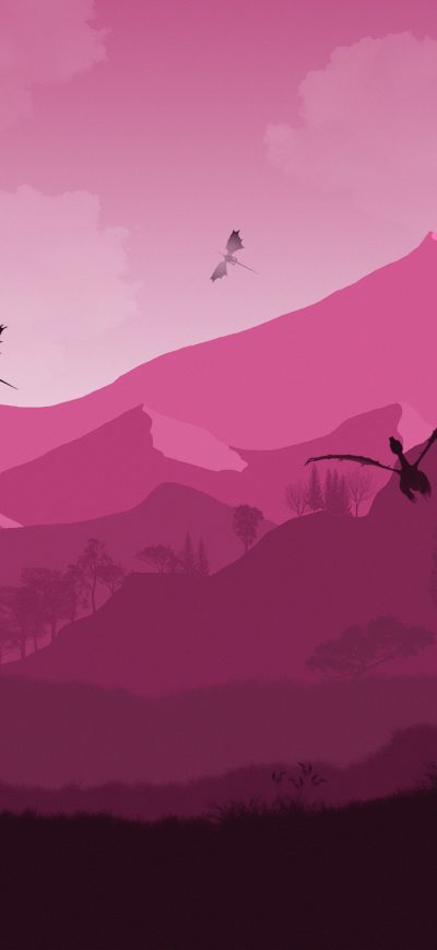 Fond d'écran iPhone Dragon Of Pink Mountains Minimal 5k
