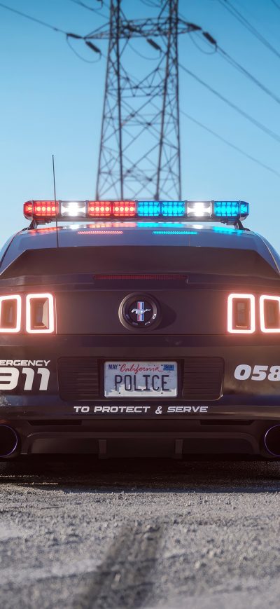 Fond d'écran iPhone Ford Mustang Police Interceptor Rear 4k