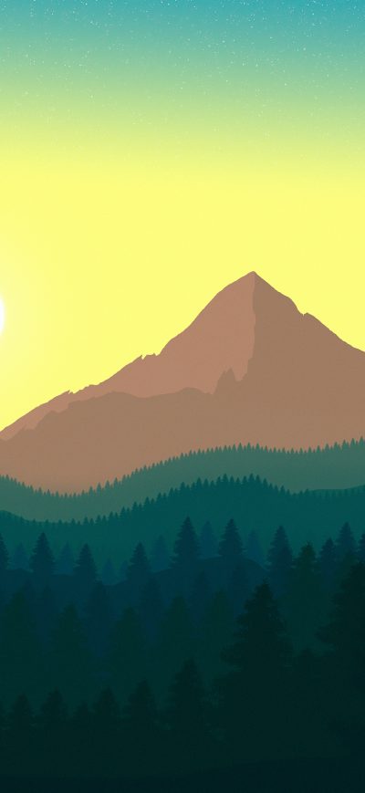 Fond d'écran iPhone Forest Mountain Peak Minimal 4k