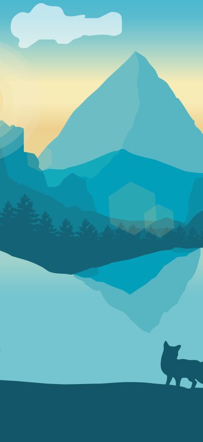 Fond d'écran iPhone Fox Forest Minimal Landscape 4k