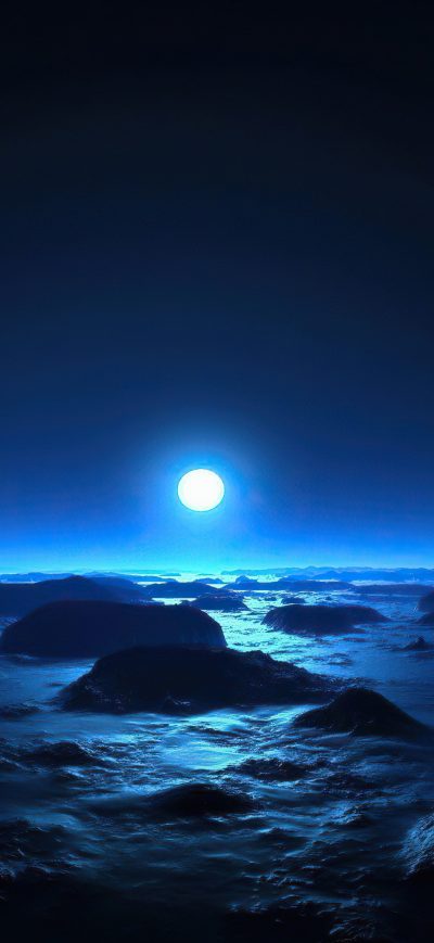 Fond d'écran iPhone Ocean Dark Night Moon 4k
