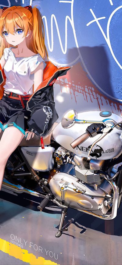Fond d'écran iPhone Asuka Langley Soryu As Biker 4k
