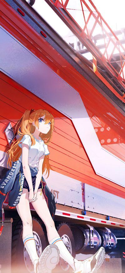 Fond d'écran iPhone Asuka Langley Soryu Waiting 4k