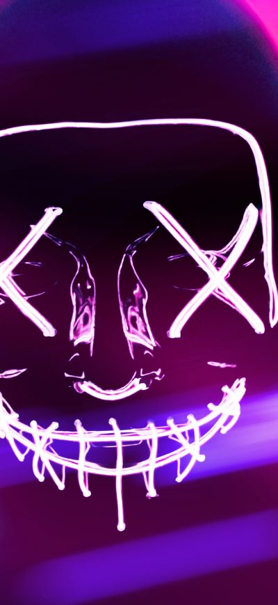 Fond d'écran iPhone Neon Mask Anonymous 4k