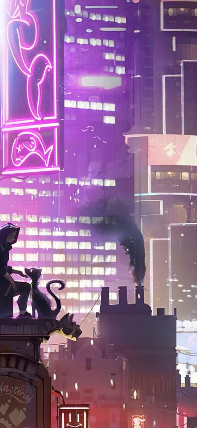 Fond d'écran iPhone Neon Nights Vincent Lefevre Robot 4k