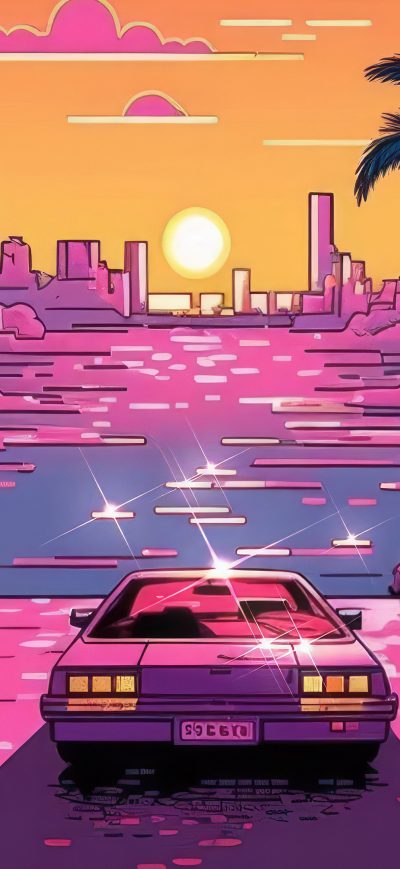 Fond d'écran iPhone Outrun Vibes Bit Arts 4k
