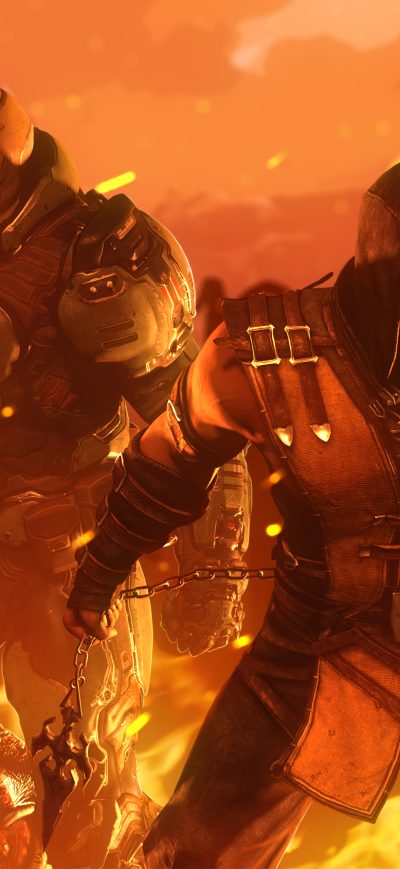 Fond d'écran iPhone Doomslayer Vs Scorpion