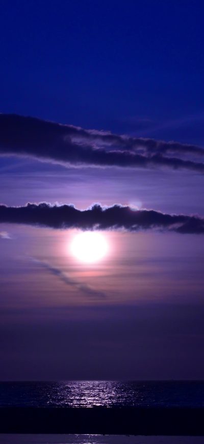 Fond d'écran iPhone Blue Sea Sky Sunset Evening 4k 5k