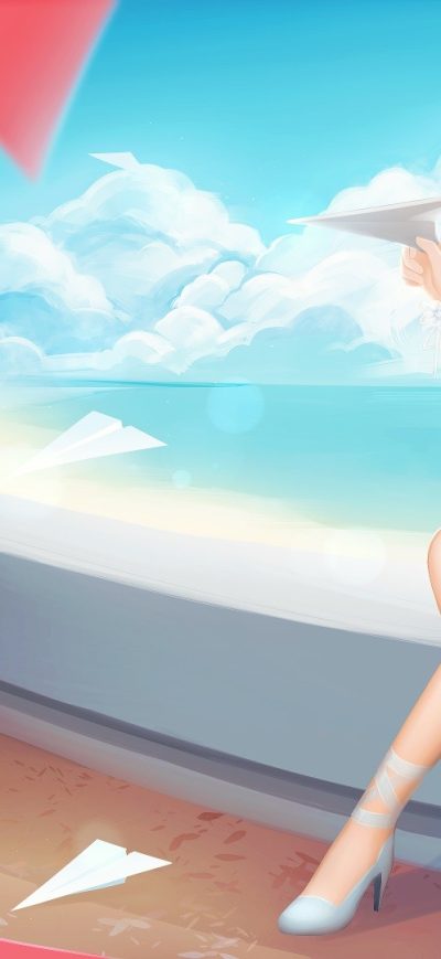 Fond d'écran iPhone Cute Anime Girl Playing With Paper Planes