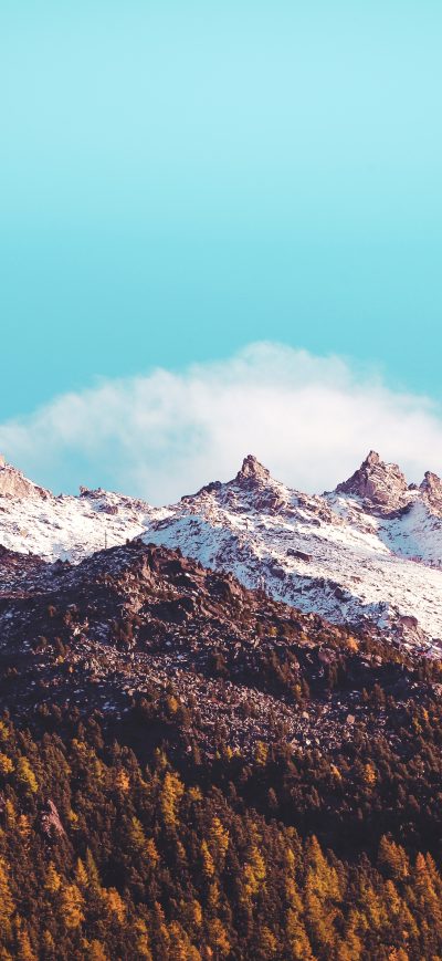 Fond d'écran iPhone Blue Sky Mountains Landscape Trees 5k