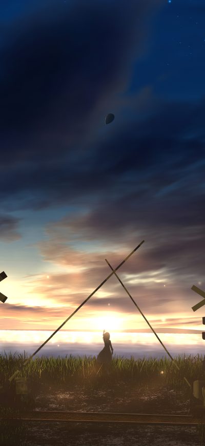Fond d'écran iPhone Anime Girl Scenery Train 4k