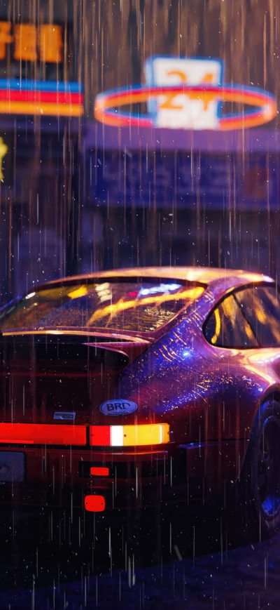 Fond d'écran iPhone Rainy Night Porsche 4k