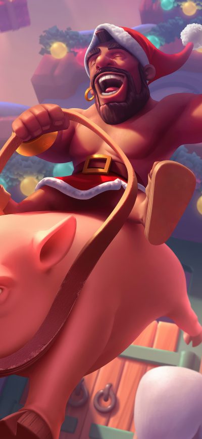 Fond d'écran iPhone Clash Royale Santa Hog Rider 4k