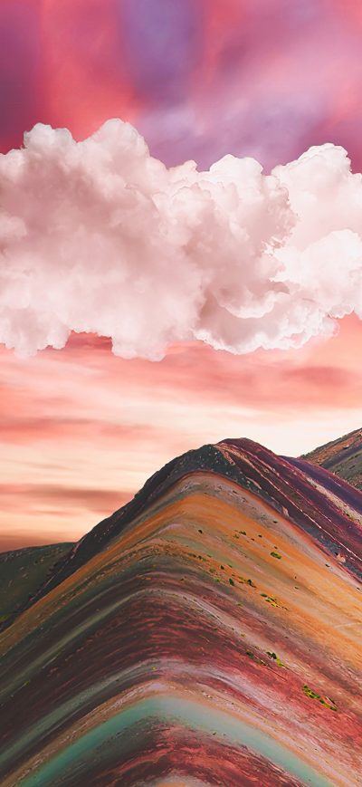 Fond d'écran iPhone Clouds Over Vinicunca Rainbow Mountain 4k