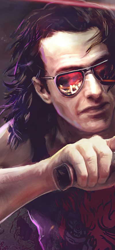 Fond d'écran iPhone Cyberpunk 2077 Johnny Silverhand Scene 5k