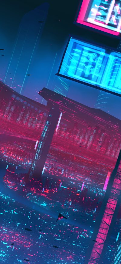 Fond d'écran iPhone Night Neon Alone Girl Cyberpunk 5k