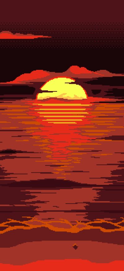 Fond d'écran iPhone Red Dark Pixel Art Sunset 8k