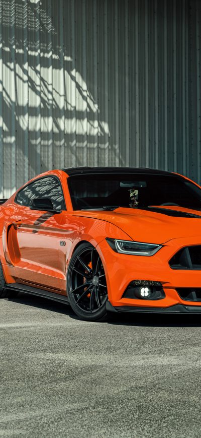 Fond d'écran iPhone Velgen Wheels Orange Ford Mustang 8k