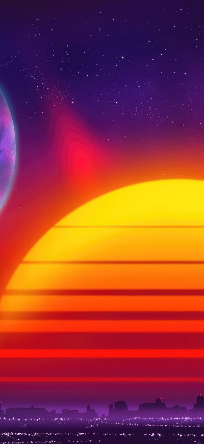 Fond d'écran iPhone Astro City Retrowave