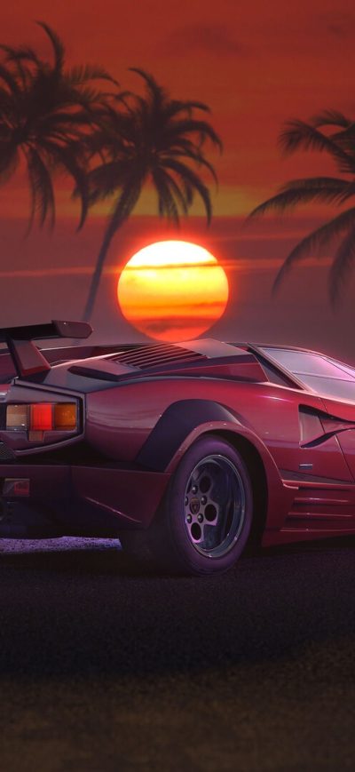 Fond d'écran iPhone Retrowave Supercar