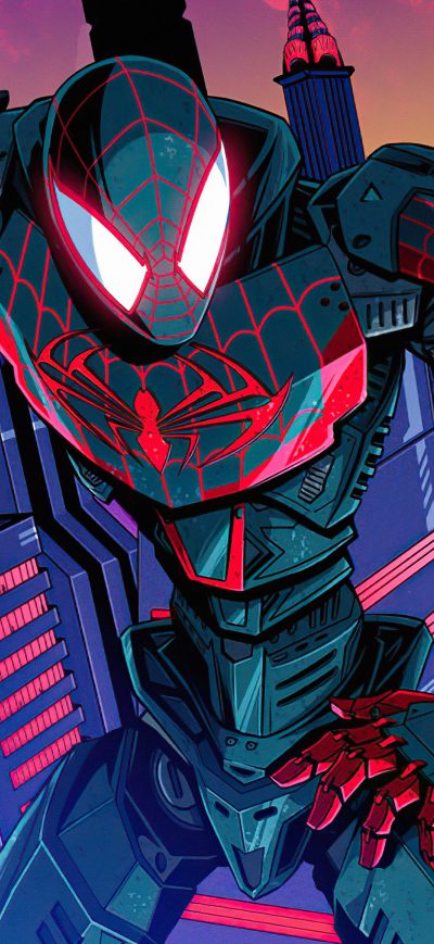 Fond d'écran iPhone Spider Man Mecha Miles Morales 4k