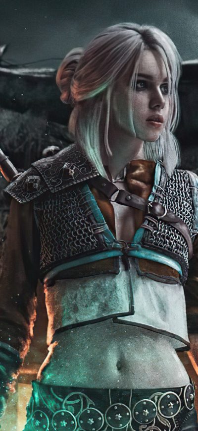 Fond d'écran iPhone Cyberpunk Ciri The Witcher 3 4k